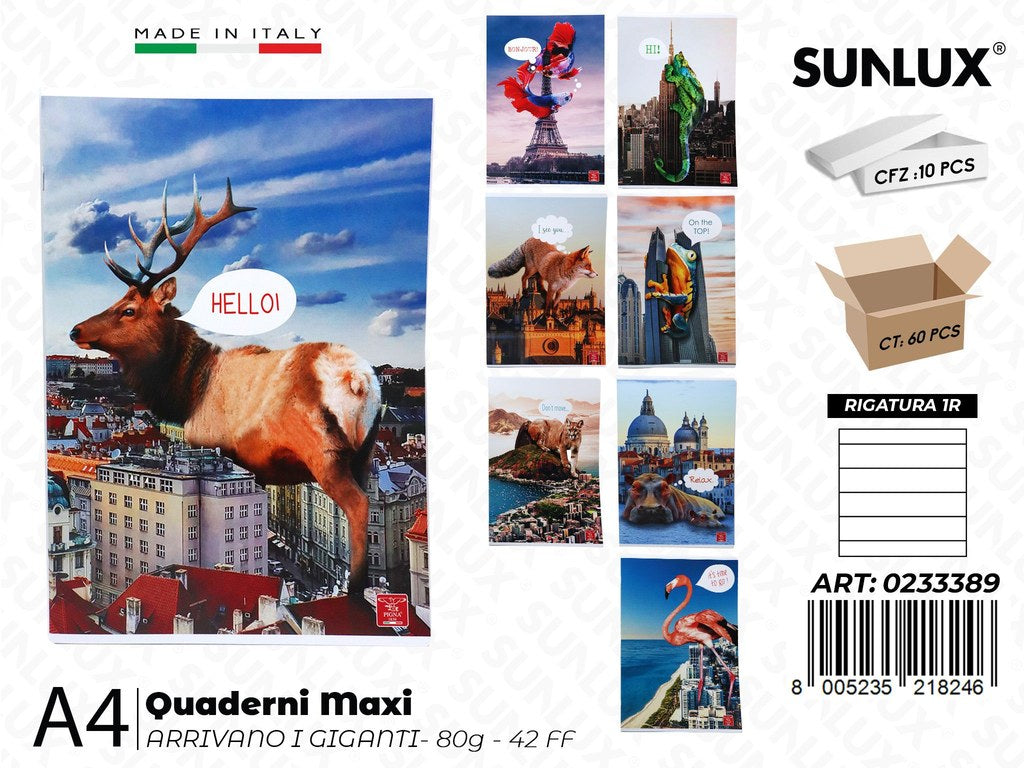 Maxi Quaderni A4 RIG.1R Arrivano i Giganti 80GR