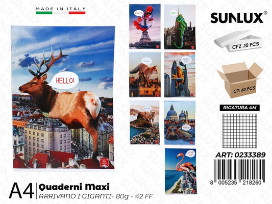 Maxi Quaderni A4 RIG.4M Arrivano i Giganti 80GR