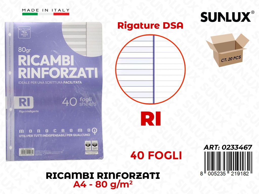 Ricambi Rinforzati A4 Dsa Rig. Ri 80GR 40FF
