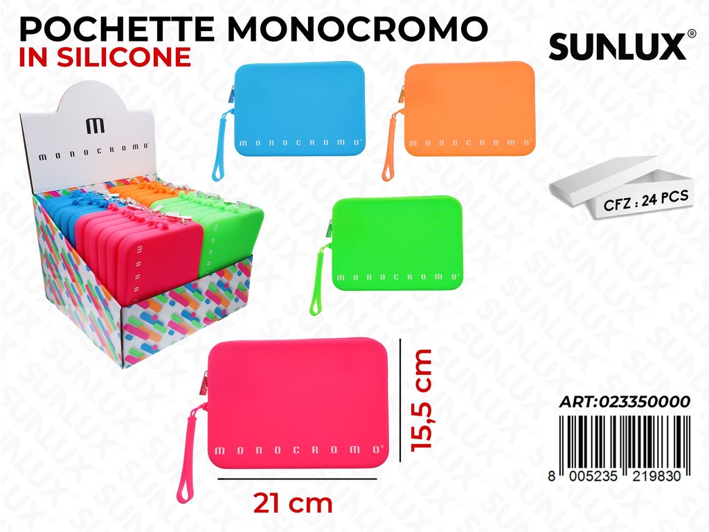 ESP. POCHETTE MONOCROMO FLUO SILICONE 21*15.5CM