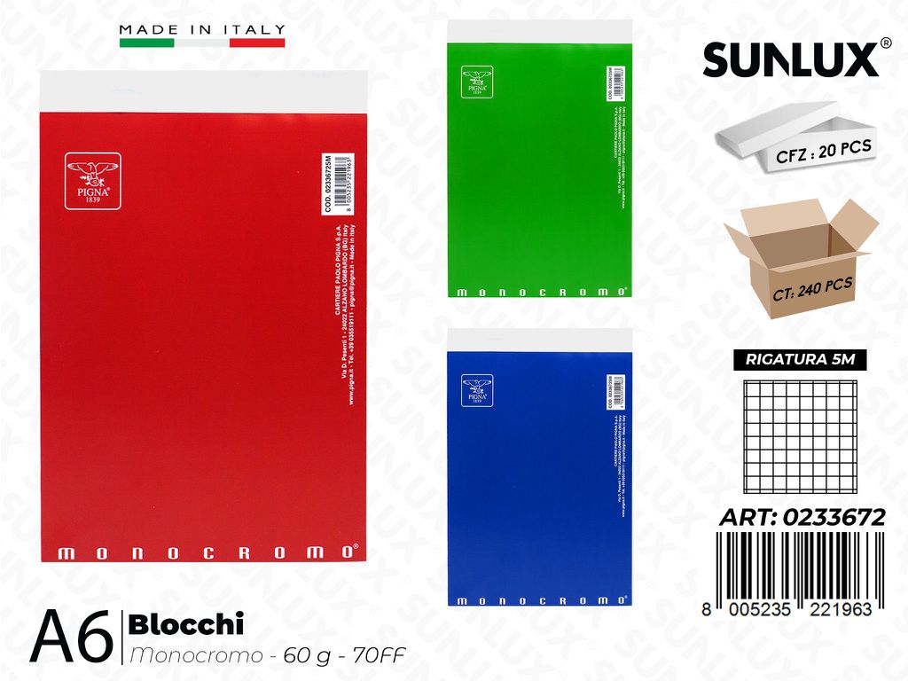 Blocchi Monocromo 5M A6 60GR 70FF