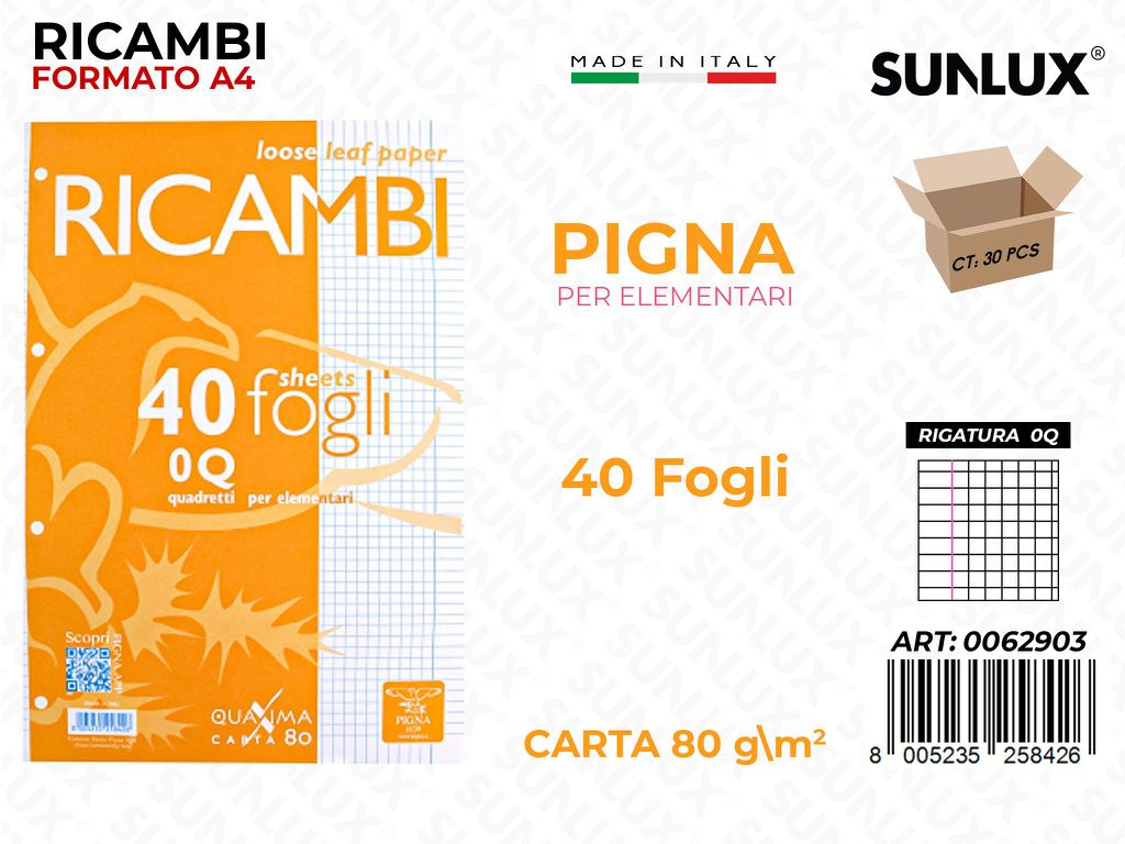 Pigna Ricambi F.to A4 80G RIG.0Q 40FF