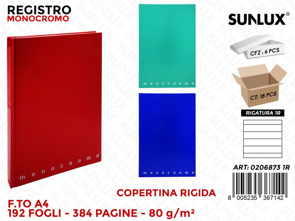 Registro Monocr. 1R Cartonato A4 384FF