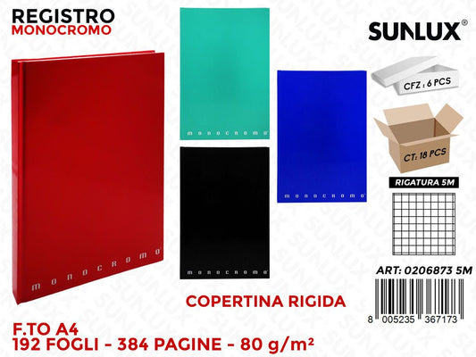 Registro Monocr. 5M Cartonato A4 384FF