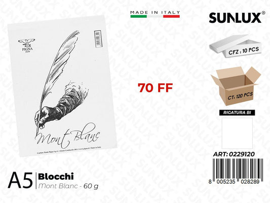 Blocchi Mont Blanc Bianco 15*21CM A5 70FF