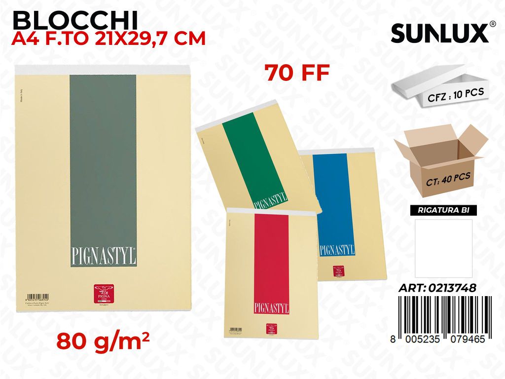 Blocchi Pignastyl Bi A4 21*29.7CM 80GR 70FF