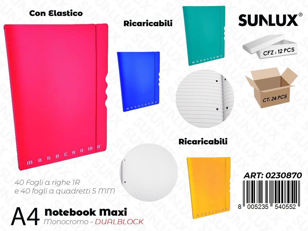 Maxi Notebook Monocromo 40FF 1R-40FF 5MM
