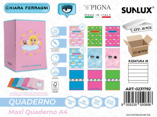 MAXI QUAD. CHIARA FERRAGNI A4 RIG. 1R ASS.