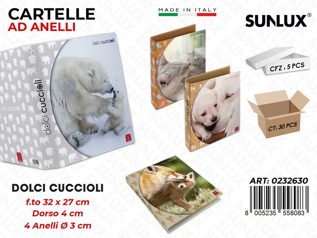 Cartelle Ad Anelli Dolci Cuccioli F.to 27*32CM