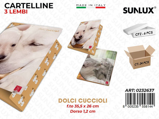 Cartelle 3 Lembi Dolci Cuccioli F.to 25.5*36 Cm