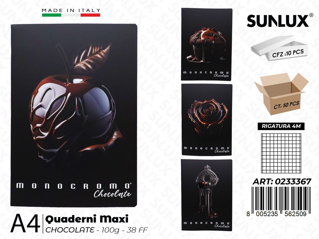 MAXI QUADERNI A4 RIG.4M CHOCOLATE 100GR