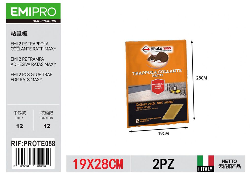 2 Pz Trappola Collante Ratti Maxy