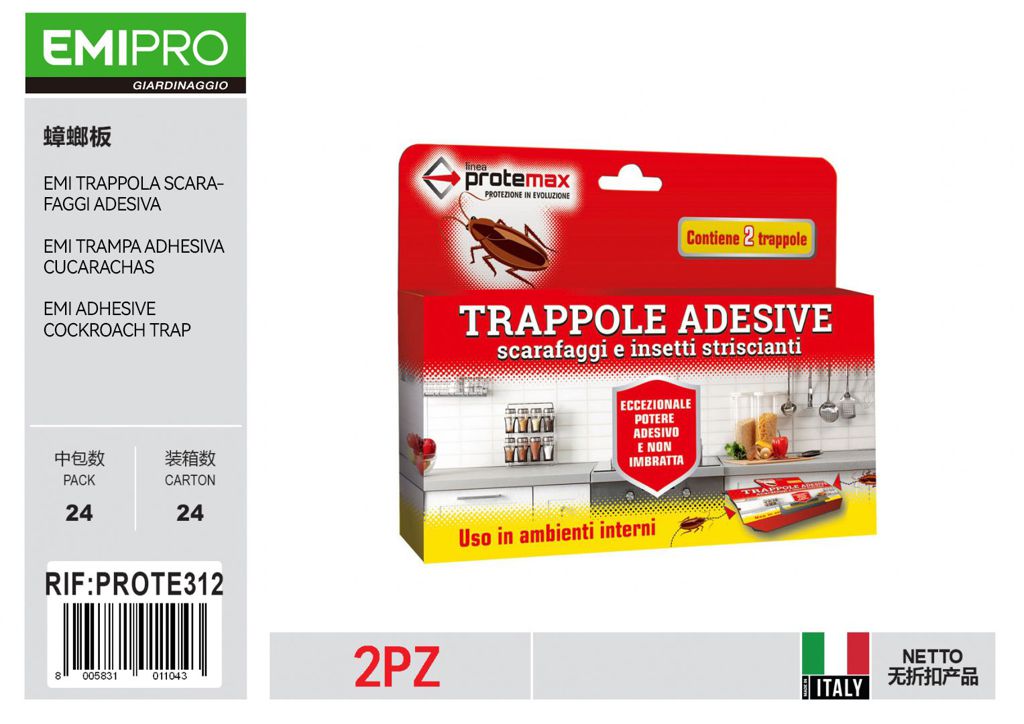 Trappola Scarafaggi Adesiva 2Pz