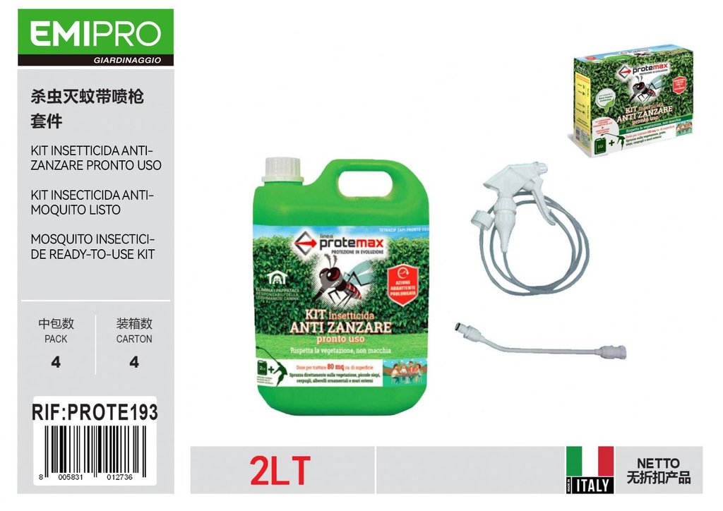 Kit Insetticida Antizanzare Pronto Uso Tanica 2lt Lancia Spruzzatore
