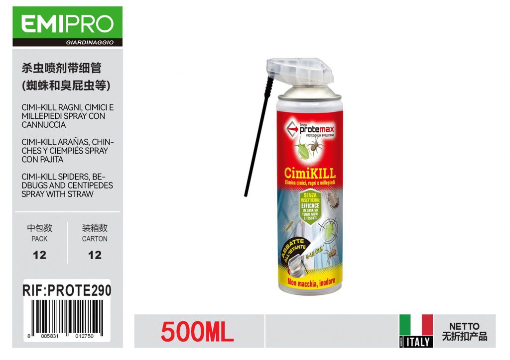 Cimi-Kill Ragni, Cimici E Millepiedi Spray 500ml Con Cannuccia