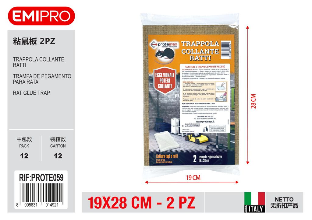 2 Pz Trappola Collante Ratti