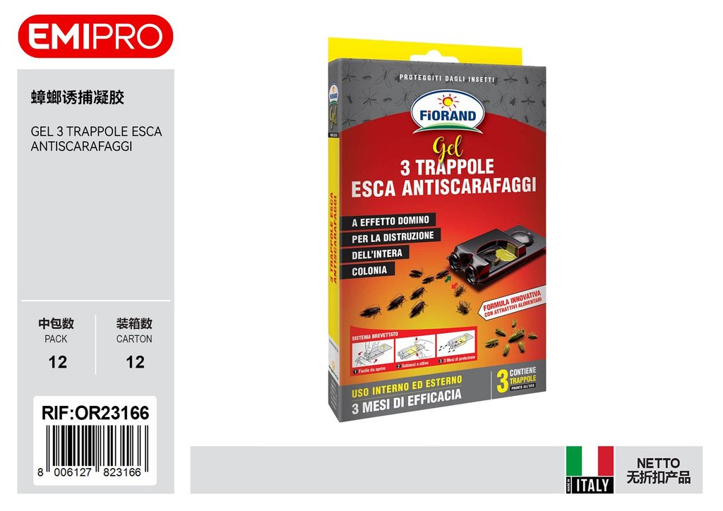 Gel 3 Trappole Esca Antiscarafaggi