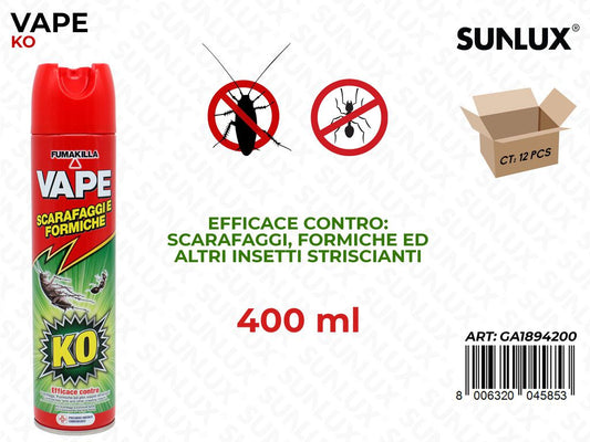 Vape Insetticida Scarafaggi-formiche 400ML