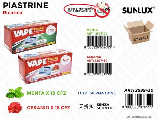 Vape Ric 30 Piastrine Profumate Ass. / Pz da 36