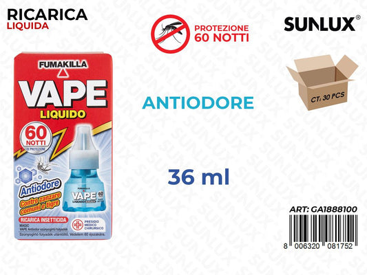 Vape Ricarica Liquida Antiodore 60GG 36ML/ Pz da 30