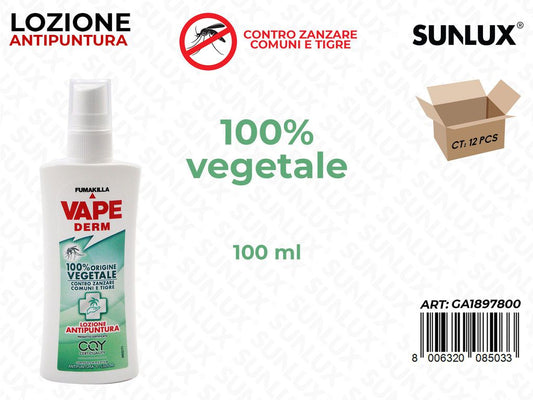 Vape Derm Lozione Antipuntura Vegetale 100ML