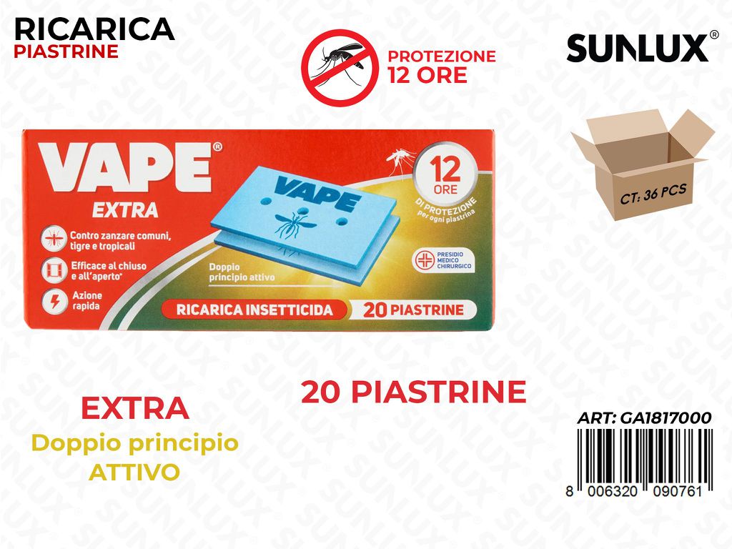 Vape Ric. 20PIASTRINE Extra 12ORE / Pz da 36