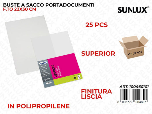 Buste Trasp. 22X30 U Liscia 25/Pz Superior