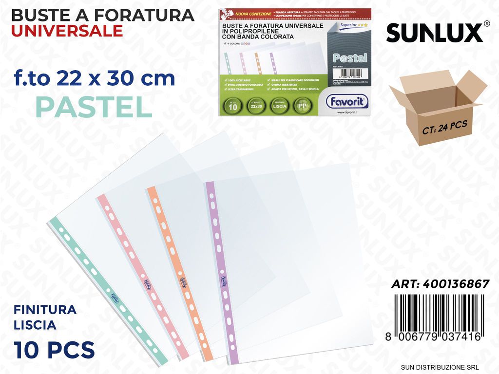 Buste a Foratura B. Pastel F.to 22*30CM 10PCS