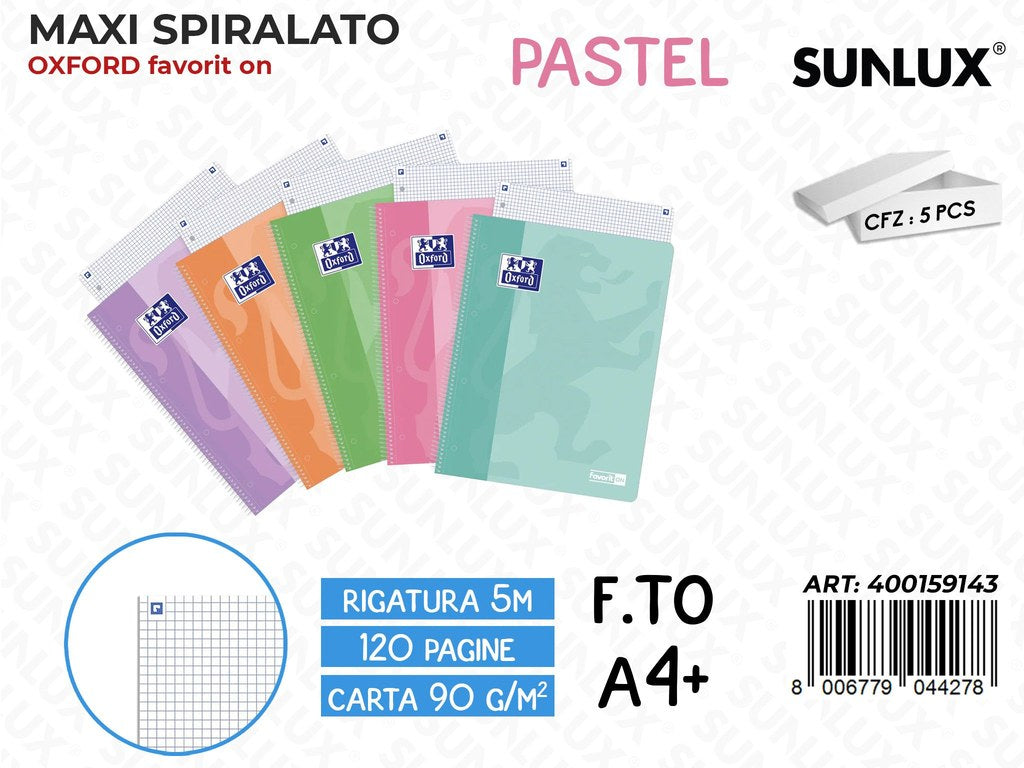 Maxi Spiralato Oxford Pastel Rig. 5M 90GR