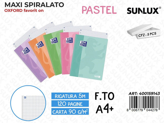 Maxi Spiralato Oxford Pastel Rig. 5M 90GR