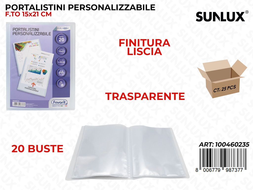 Portalis. Fav. Per. 20 Buste Pic. Liscia 15*21CM