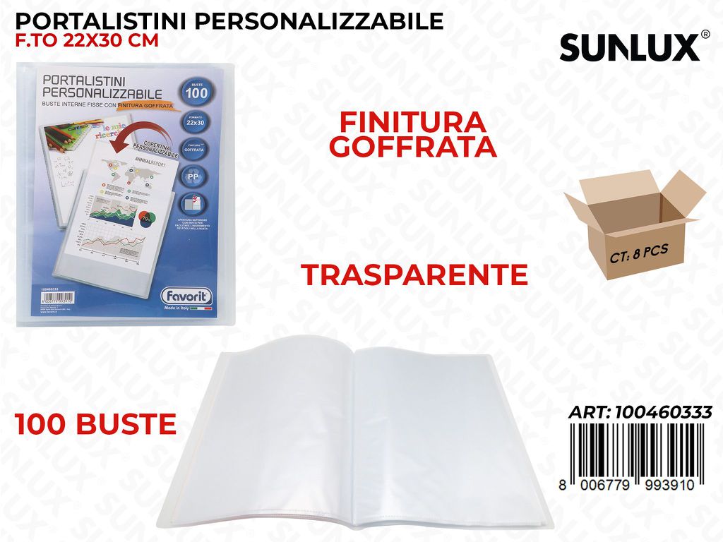 Portalis. Fav. Per. 100 Buste Goffrata 22*30CM