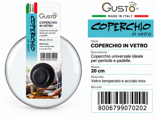 A0.Gusto Coperchio Vetro Cm20 Made In P.R.C