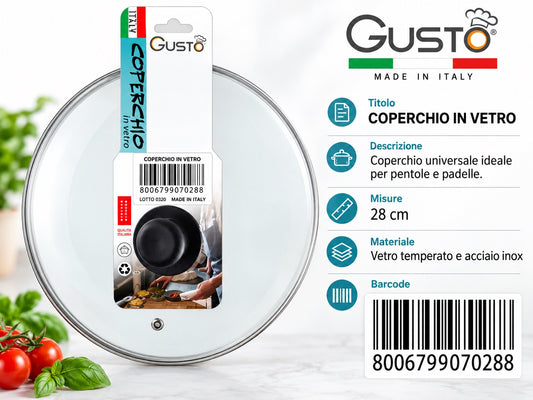 A0.Gusto Coperchio Vetro Cm28 Made In P.R.C