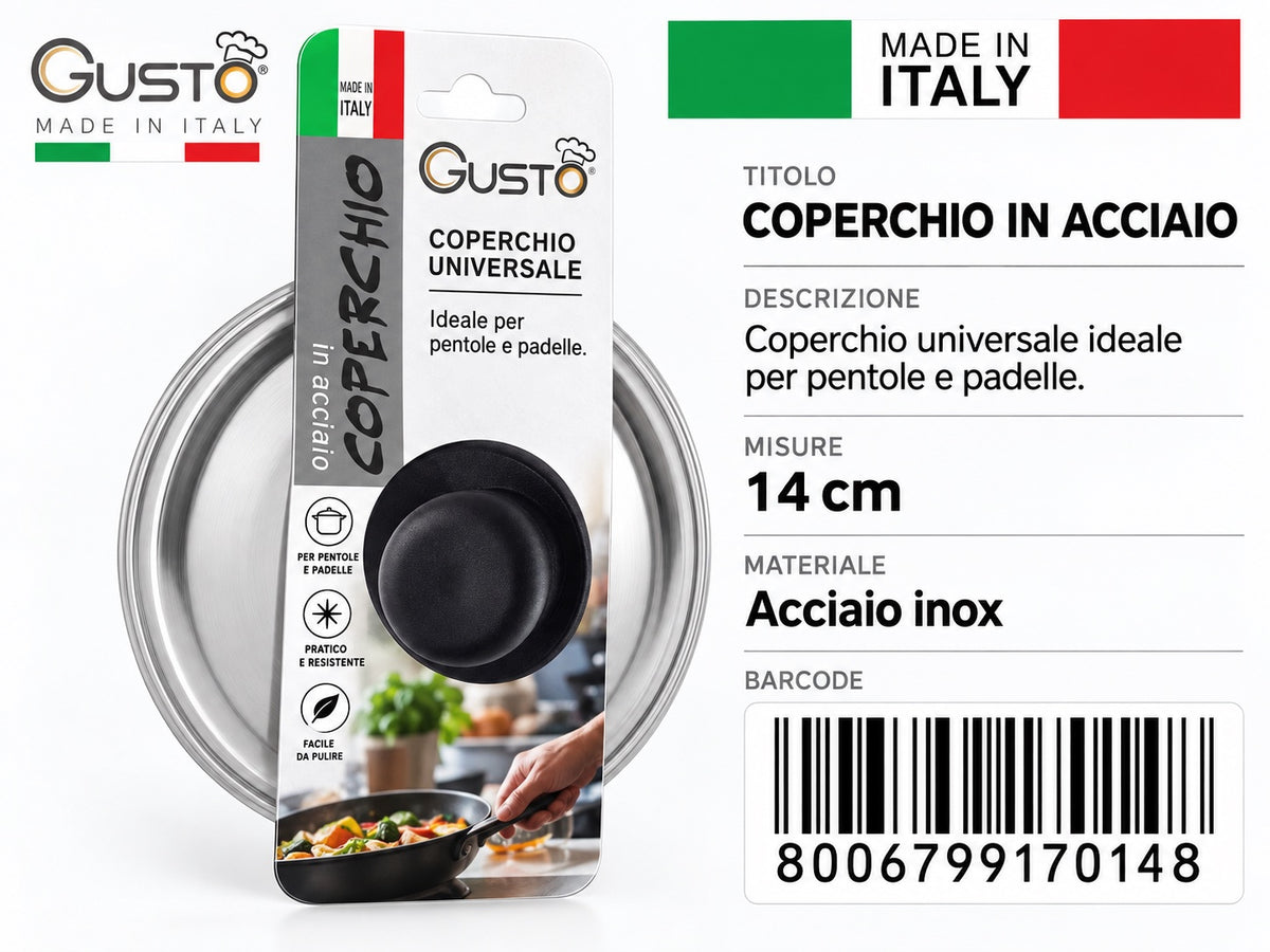 A0.Gusto Coperchio Inox Cm14 Made In Italy