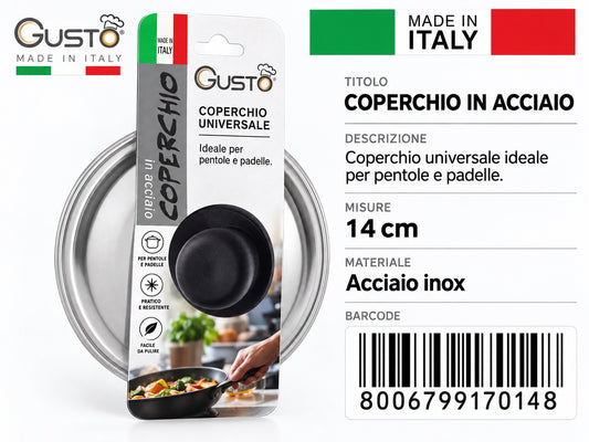 A0.Gusto Coperchio Inox Cm14 Made In Italy