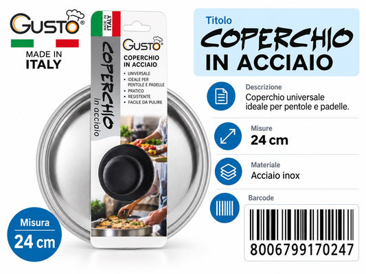 A0.Gusto Coperchio Inox Cm24 Made In Italy