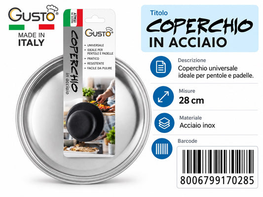 A0.Gusto Coperchio Inox Cm28 Made In Italy
