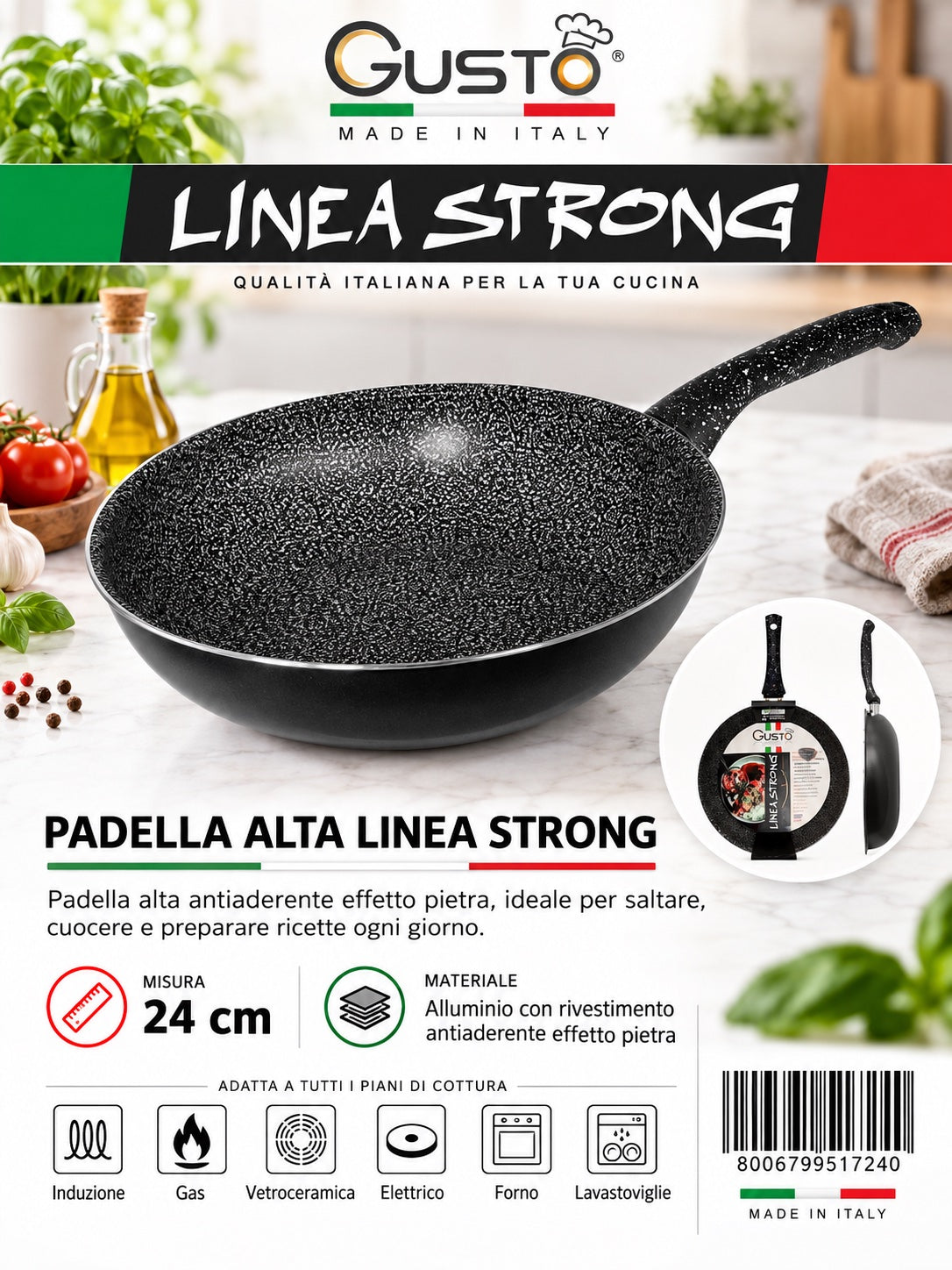 Linea.Strong Padella Alta Cm24