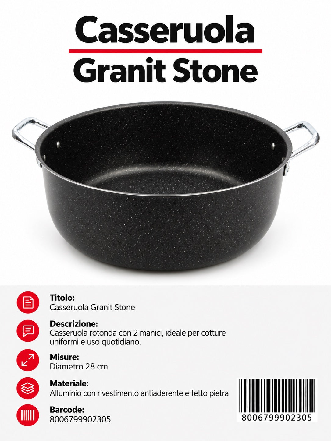 Linea.Feste Casseruola 2M Cm30 10Cm