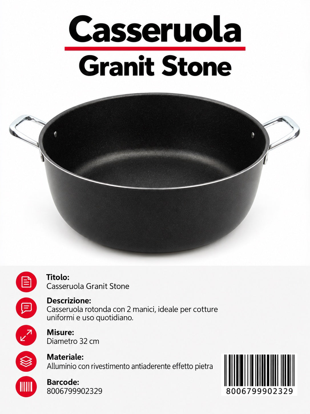 Linea.feste Casseruola 2m Cm32