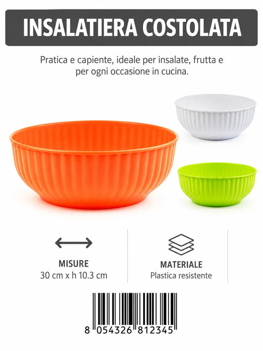 Insalat. Costolata 30Cm 30Pz Ass (Bco-Cgr-Cbl-Crd)