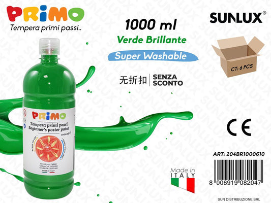 Primo Tempera Lavabile Verde Brillante 1000ML