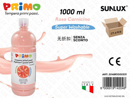 Primo Tempera Lavabile Rosa Carnicino 1000ML