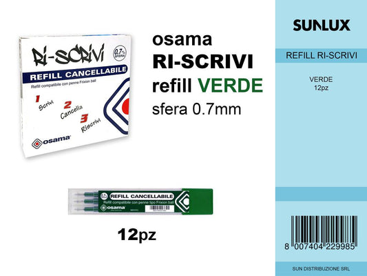 Riscrivi Refill Gel Cance. Verde da 12