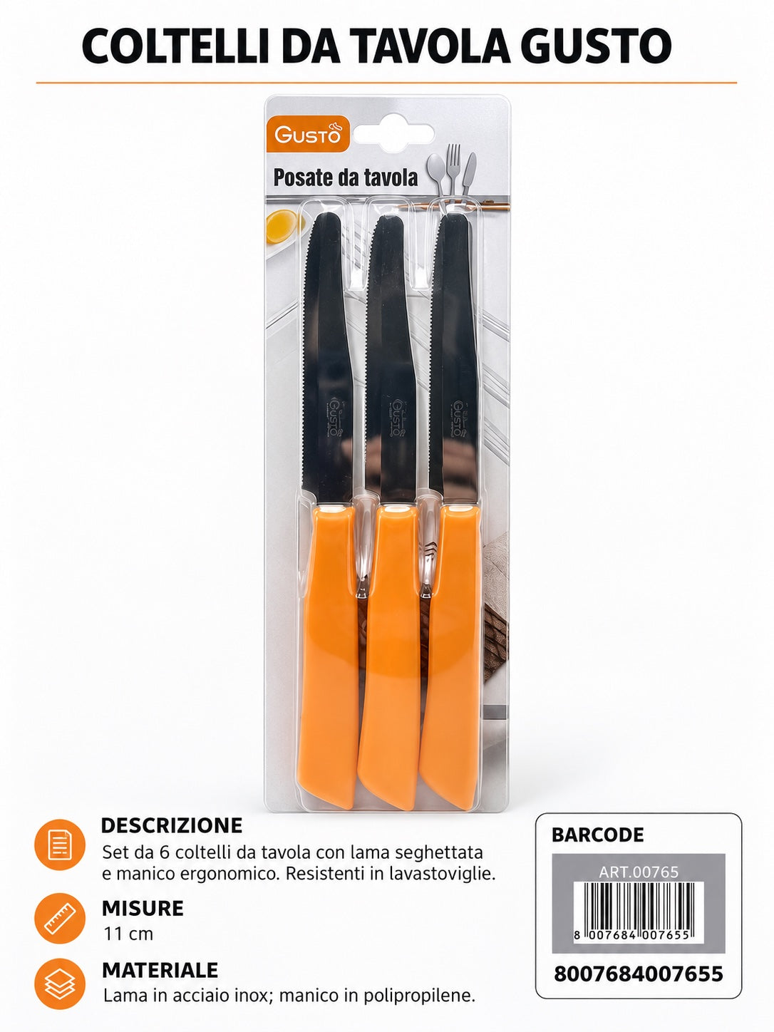 Blister 6 Colt. Tavola 11 Arancio In Scatola 12 Bls Cart. Pers. Gusto