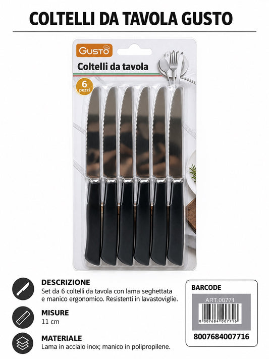 Blister 6 Colt. Tavola 11 Nero In Scatola 12 Bls Cart. Pers. Gusto