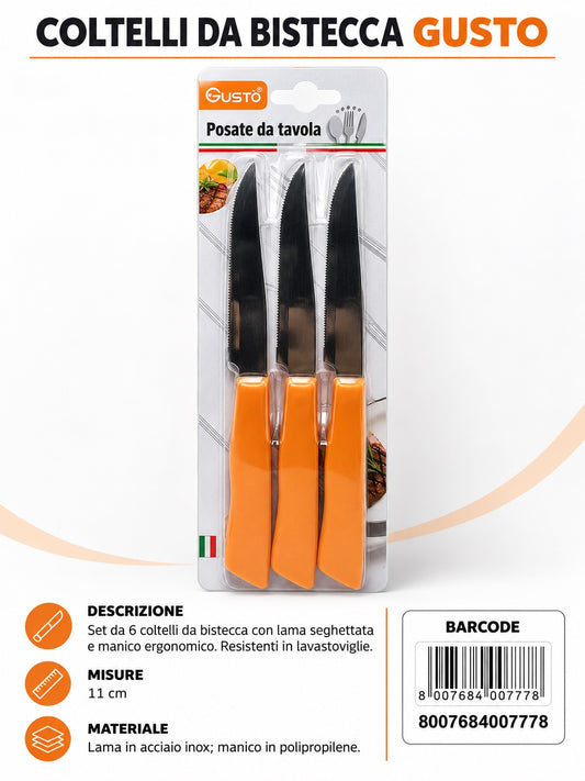 Bls 6 Colt. Bistecca 11 Arancio In Scatola 12 Bls Cart. Pers. Gusto