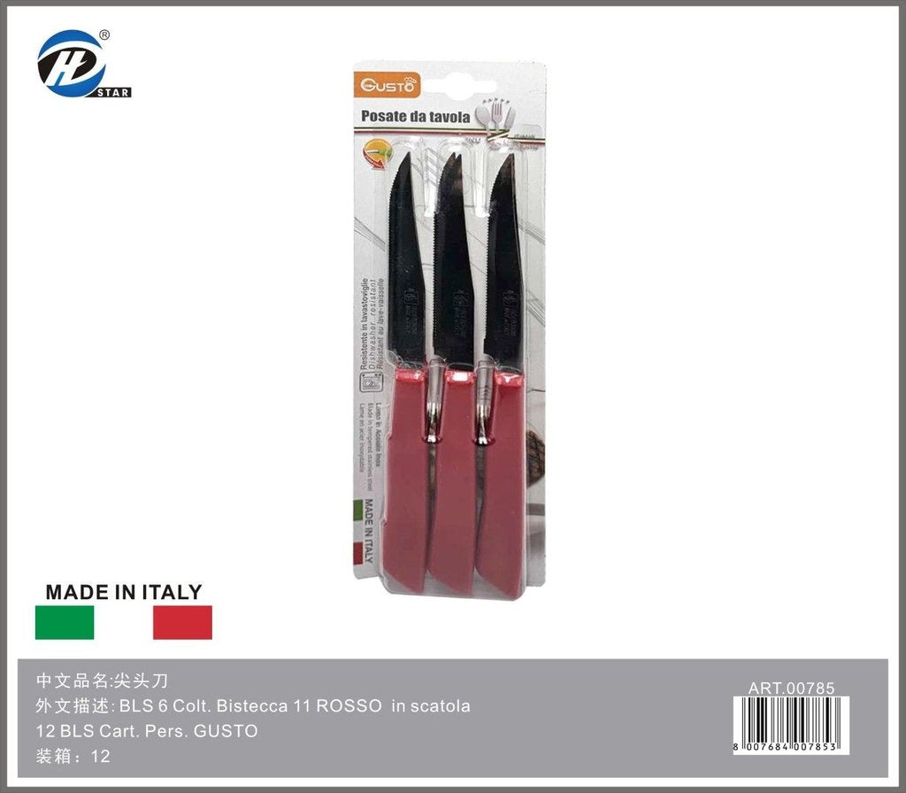 Bls 6 Colt. Bistecca 11 Rosso In Scatola 12 Bls Cart. Pers. Gusto