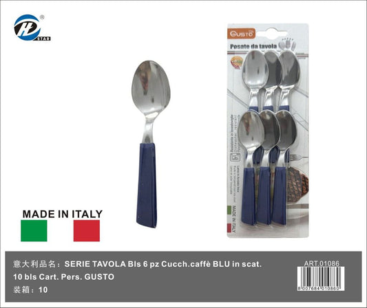 Serie Tavola Bls 6 Pz Cucch.Caffè Blu In Scat. 10 Bls Cart. Pers. Gusto